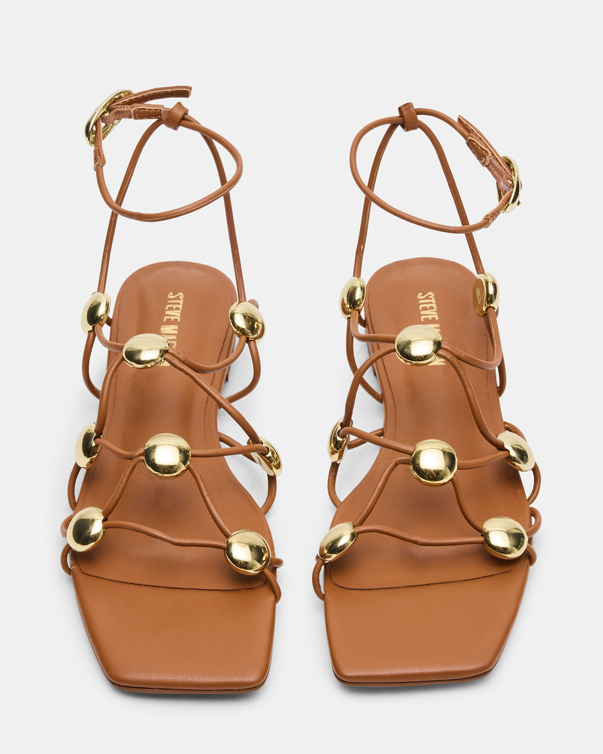 TIDES Cognac Strappy Square-Toe Women's Sandal