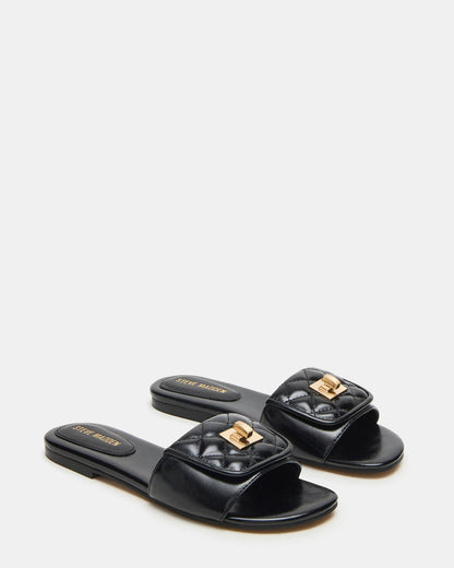 MORELAND Black Quilted Slide Women's Sandal
