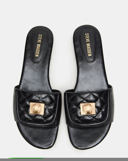 MORELAND Black Quilted Slide Women's Sandal
