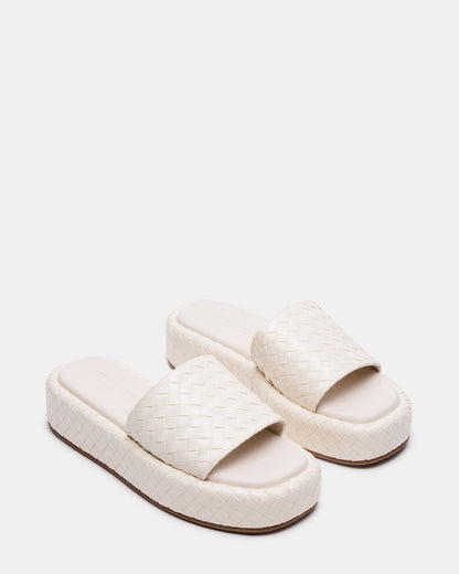 BEACHY Quilted Bone Platform Slide Women's Sandal