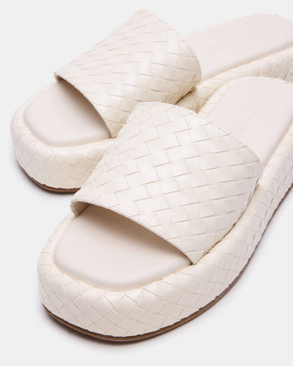 BEACHY Quilted Bone Platform Slide Women's Sandal