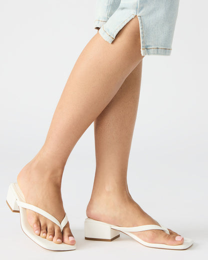CARIBBEAN White Square-Toe Mule Thong Women's Sandal