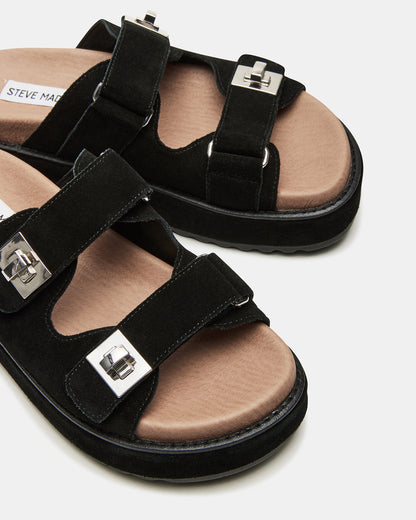 BIGSCHMONA Black/Black Suede Women's Platform Slide Sandal