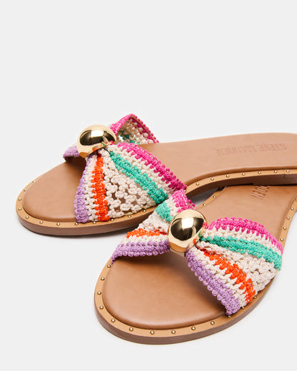DIPSY Multi Raffia Slide Rounded Toe Women's Sandal