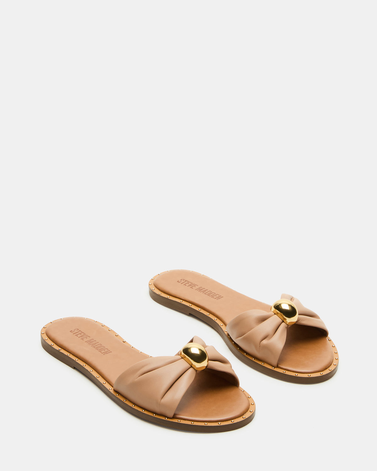 DIPSY Tan Leather Slide Rounded Toe Women's Sandal