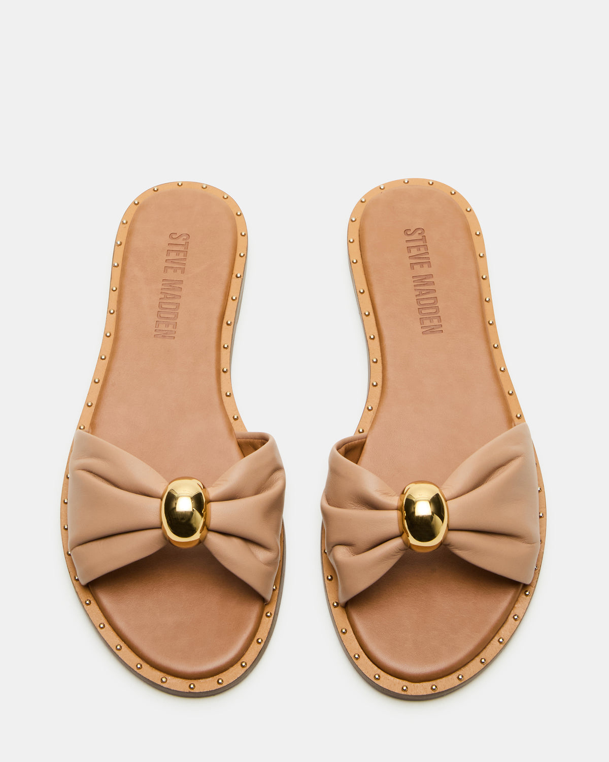 DIPSY Tan Leather Slide Rounded Toe Women's Sandal