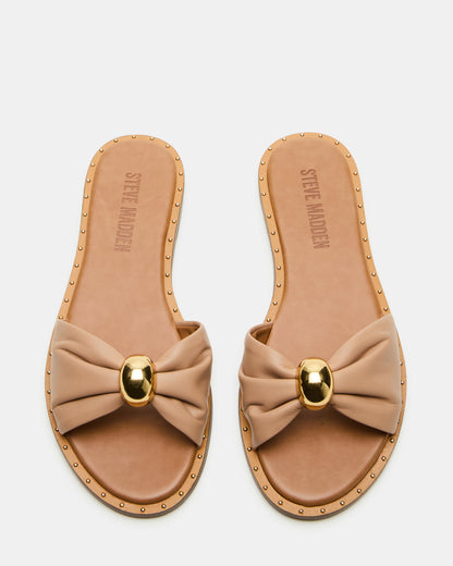 DIPSY Tan Leather Slide Rounded Toe Women's Sandal