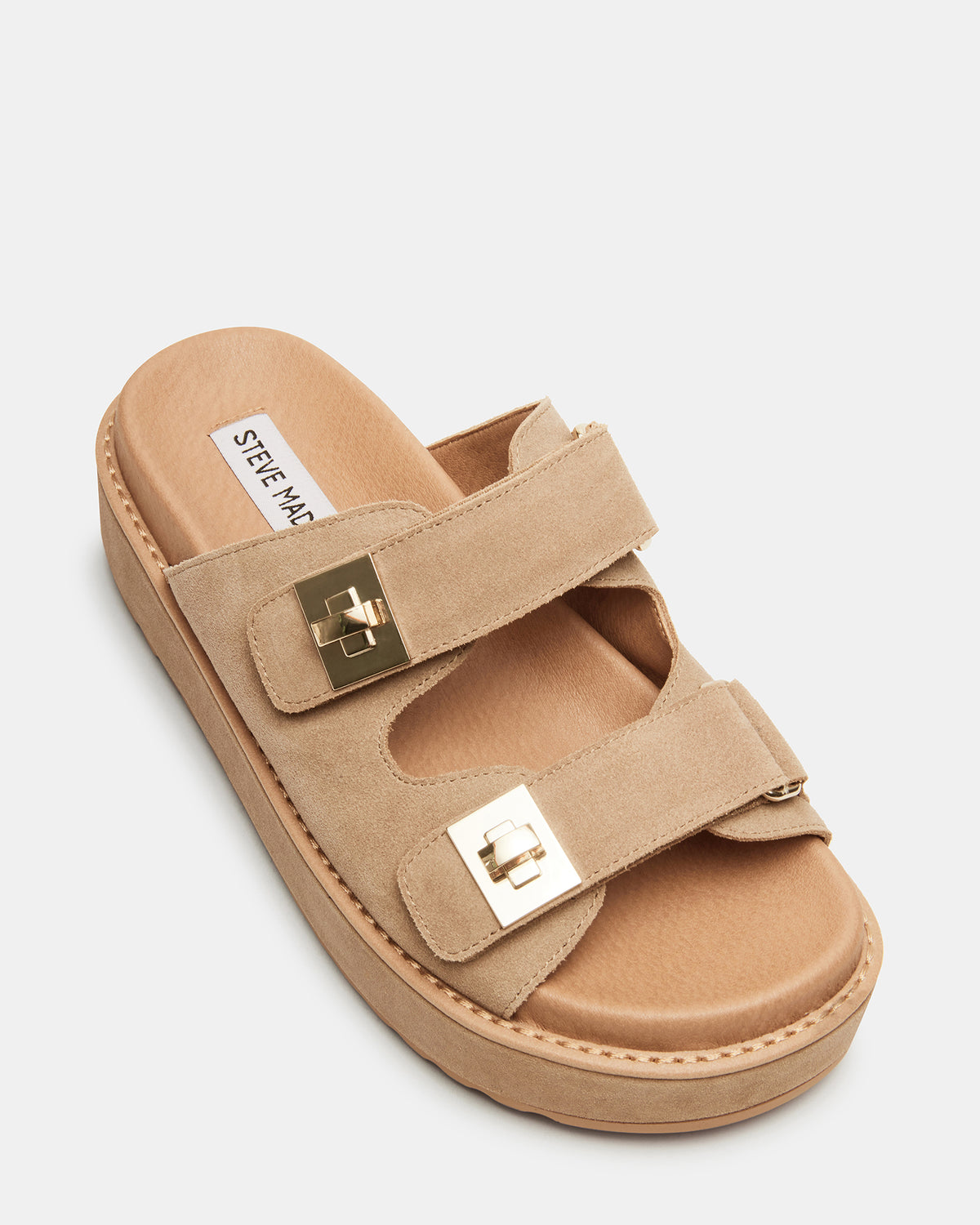 BIGSCHMONA Taupe Suede Women's Platform Slide Sandal