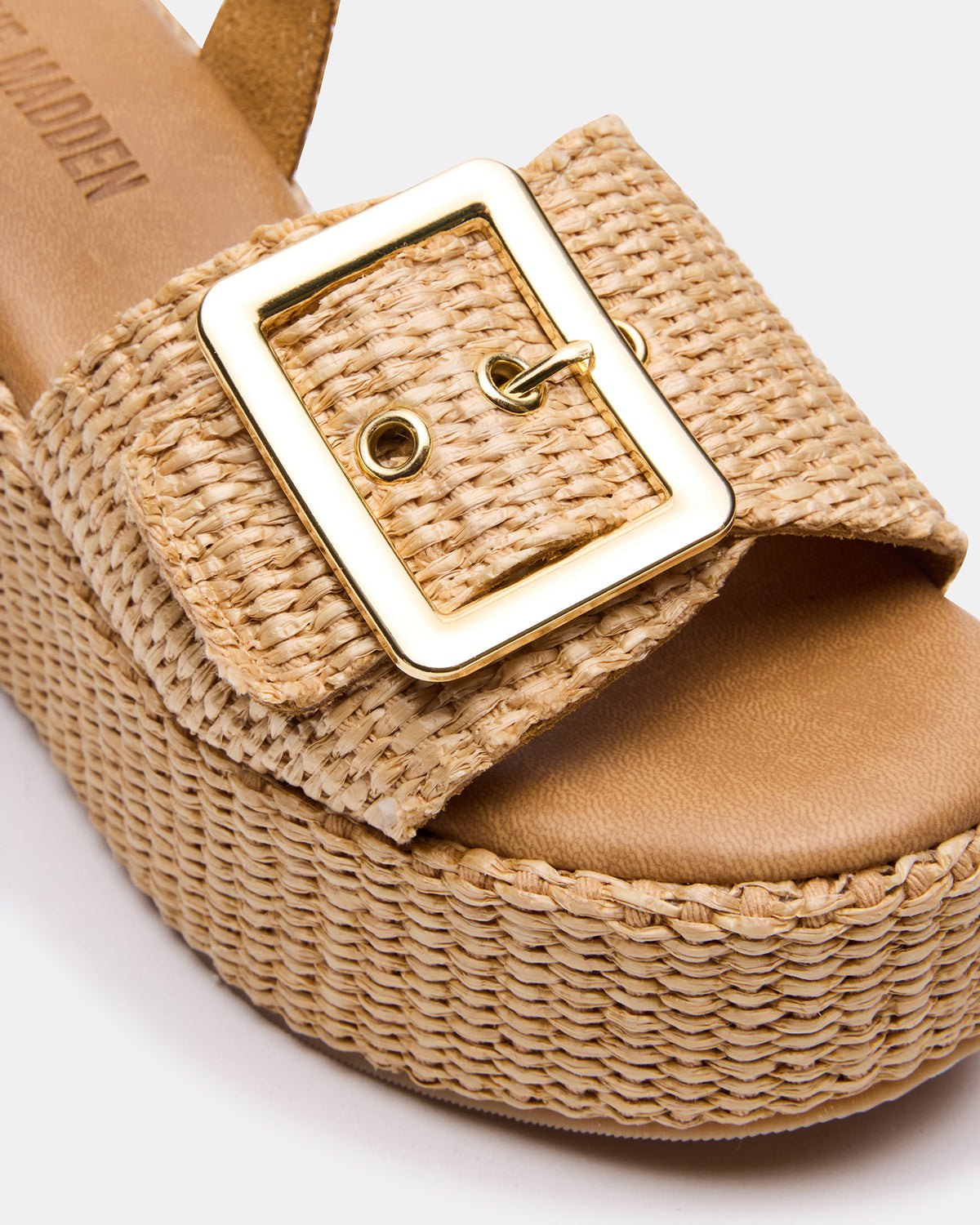 CIDER Natural Raffia Platform Wedge Women's Sandal