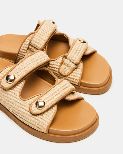 ATHENS Natural Raffia Slide Footbed Flatform Women's Sandal