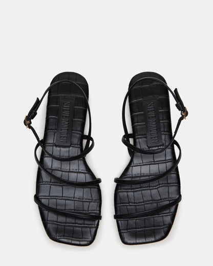 TANGO Black Square-Toe Strappy Women's Sandal