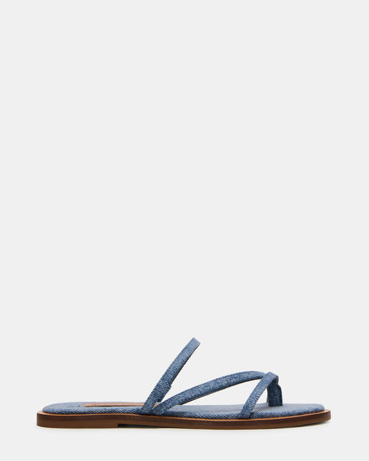 ELLERY Denim Fabric Strappy Thong Slide Women's Sandal