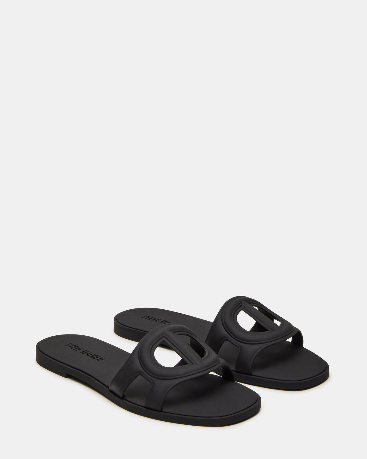 JELLIE Black Women's Square Toe Slide Sandal
