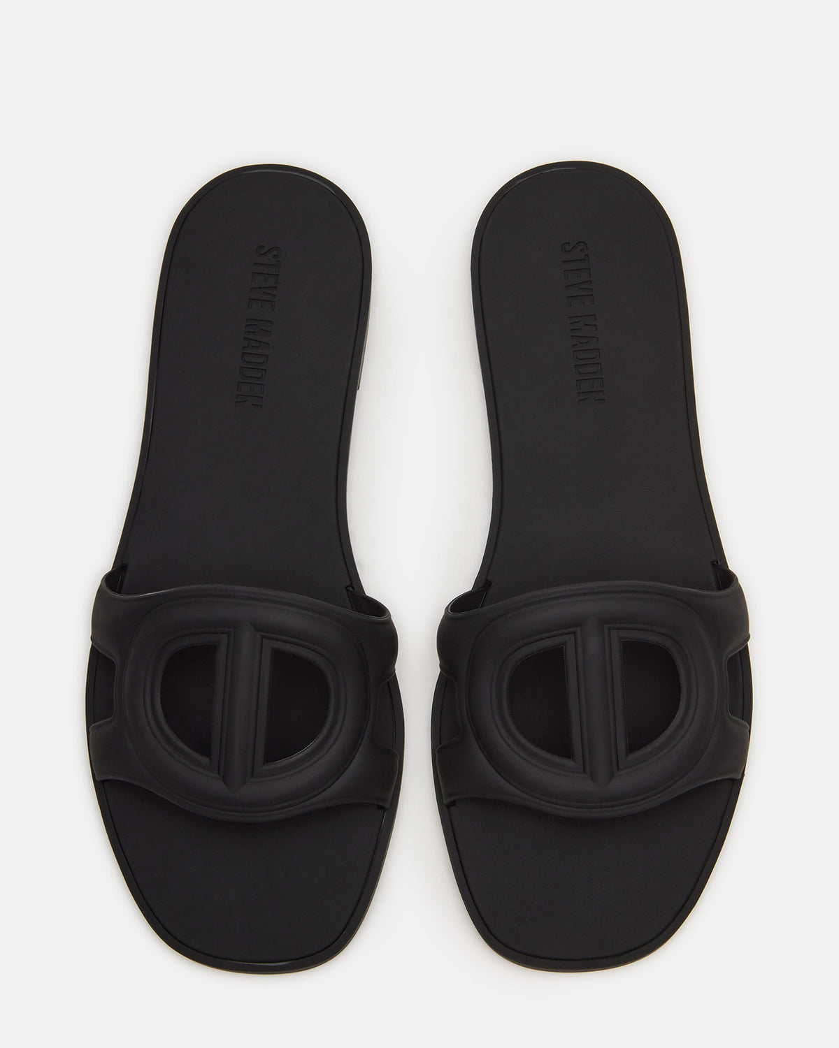 JELLIE Black Women's Square Toe Slide Sandal