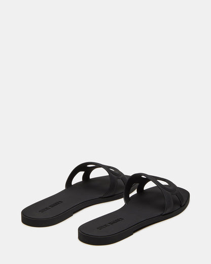 JELLIE Black Women's Square Toe Slide Sandal
