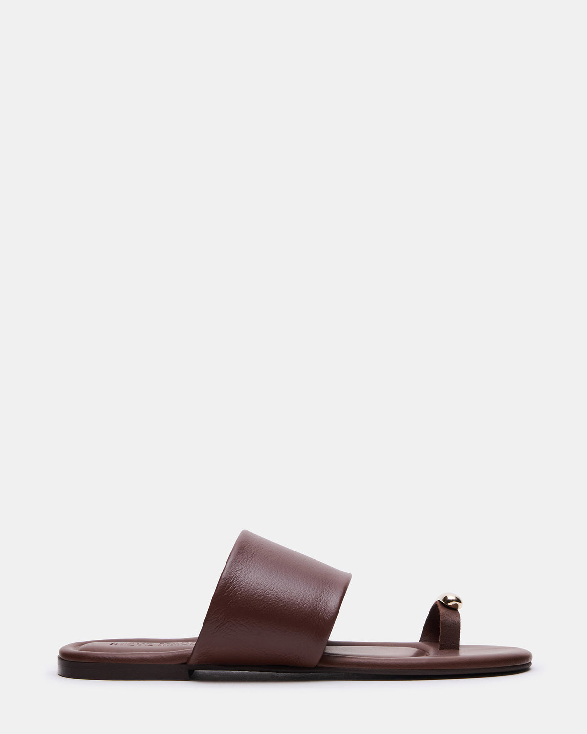 DECADENT Brown Leather Rounded-Toe Slide Women's Sandal