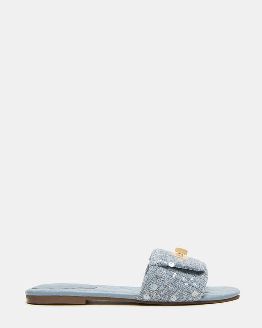 MORELAND Sequin Blue Quilted Slide Women's Sandal