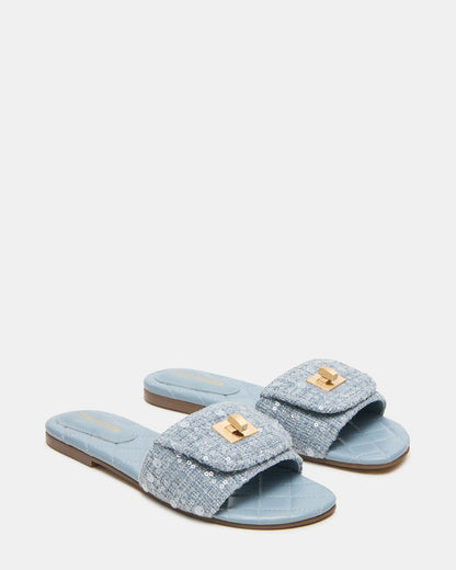 MORELAND Sequin Blue Quilted Slide Women's Sandal