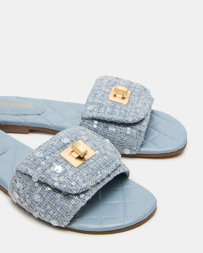 MORELAND Sequin Blue Quilted Slide Women's Sandal