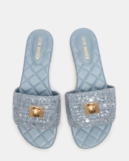 MORELAND Sequin Blue Quilted Slide Women's Sandal