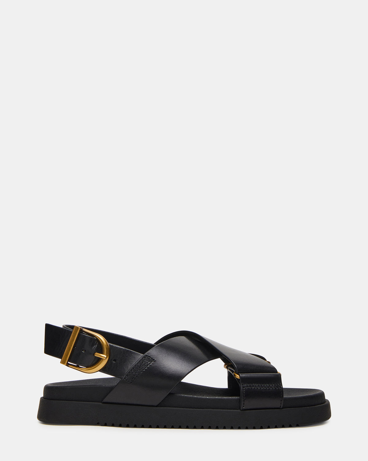 DONELLI Black Leather Strappy Footbed Women's Sandal