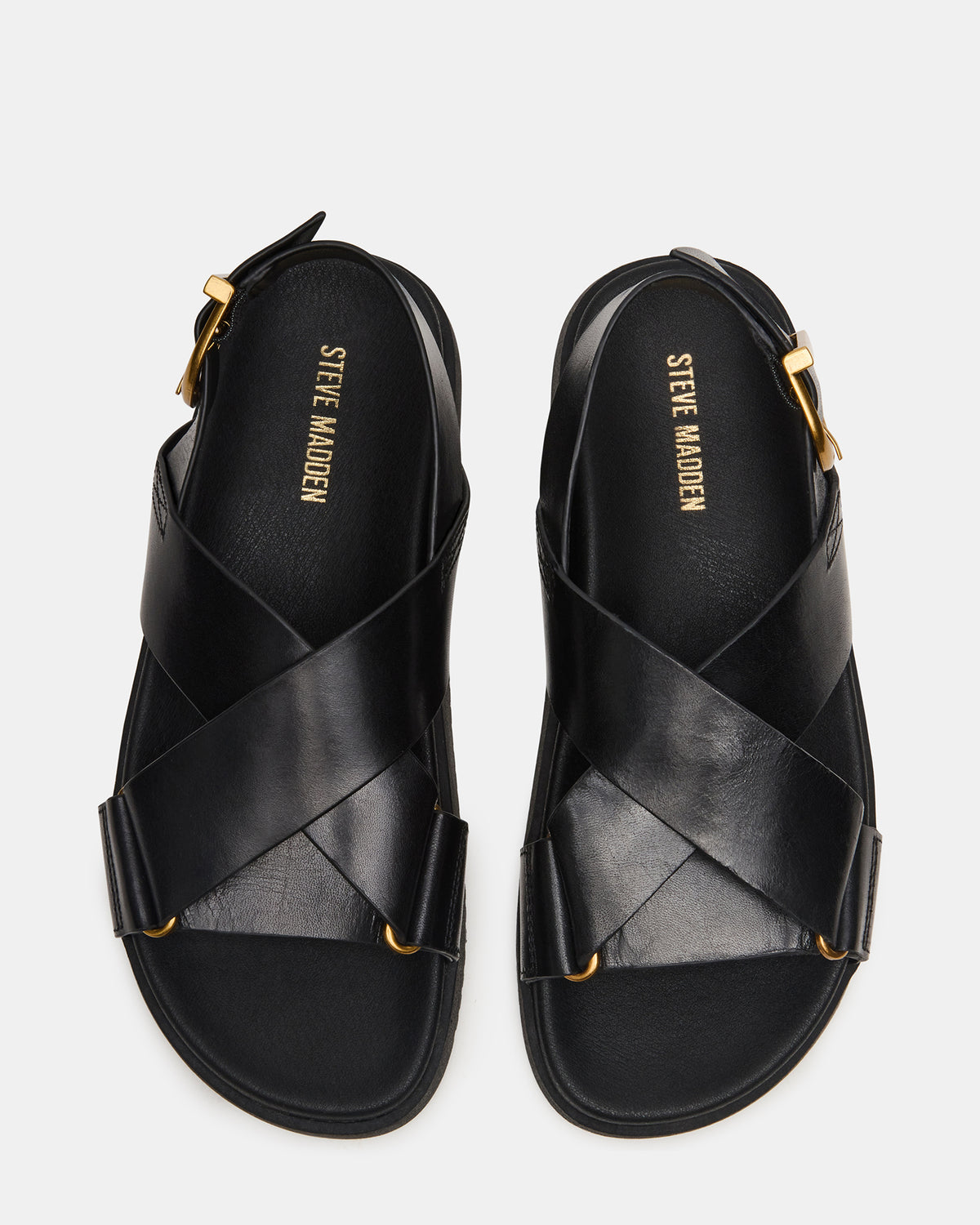 DONELLI Black Leather Strappy Footbed Women's Sandal