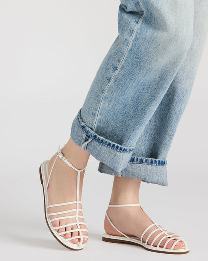 MARIN White Flat Strappy Fisherman Sandal
