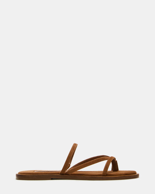 ELLERY Chestnut Suede Strappy Thong Slide Women's Sandal