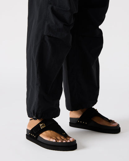 THONA Black Suede Women's Flatform Thong Sandal