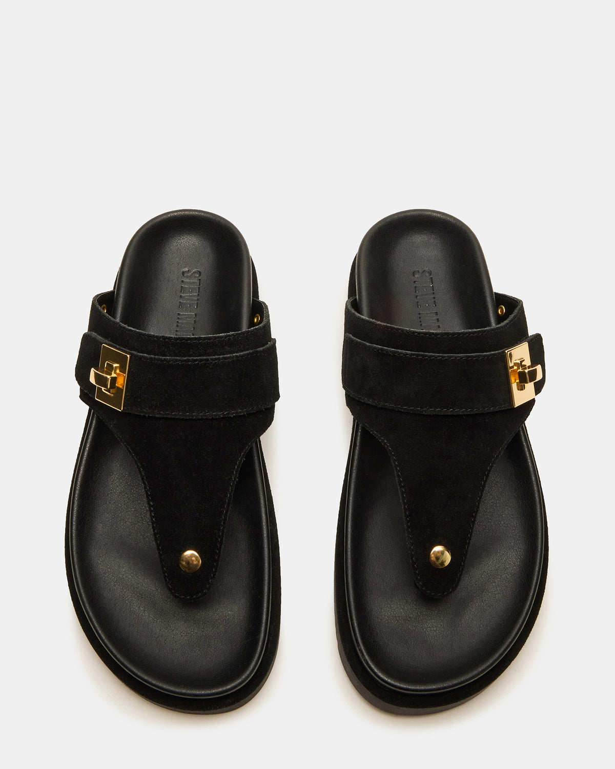 THONA Black Suede Women's Flatform Thong Sandal