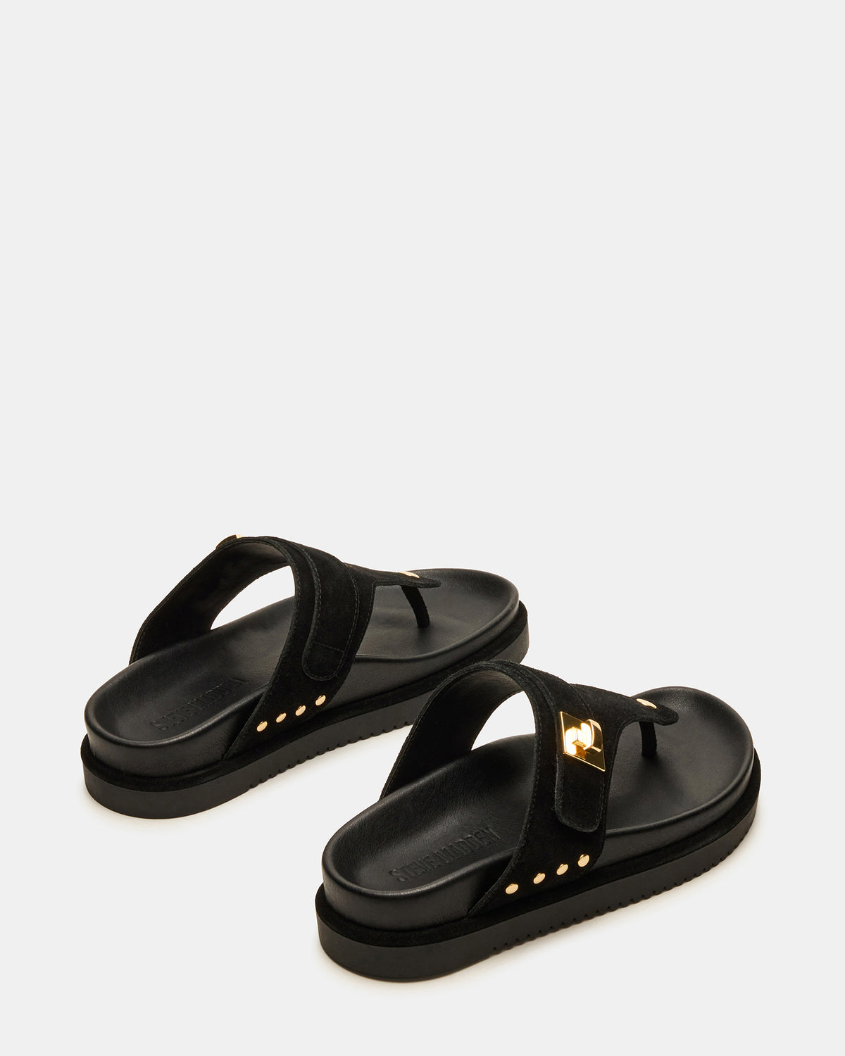 THONA Black Suede Women's Flatform Thong Sandal