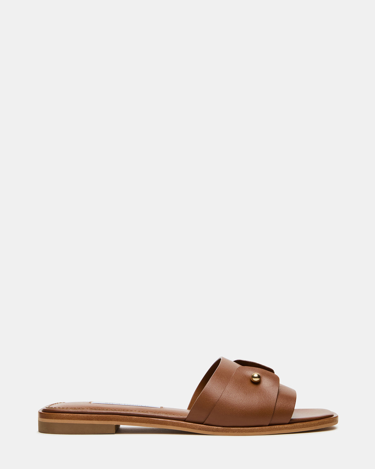 HASTEN Brown Leather Gold Detail Slide Women's Sandal
