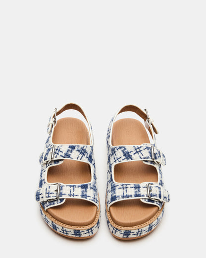 BIGMONA2.0 Blue/White Platform Footbed Flatform Women's Sandal