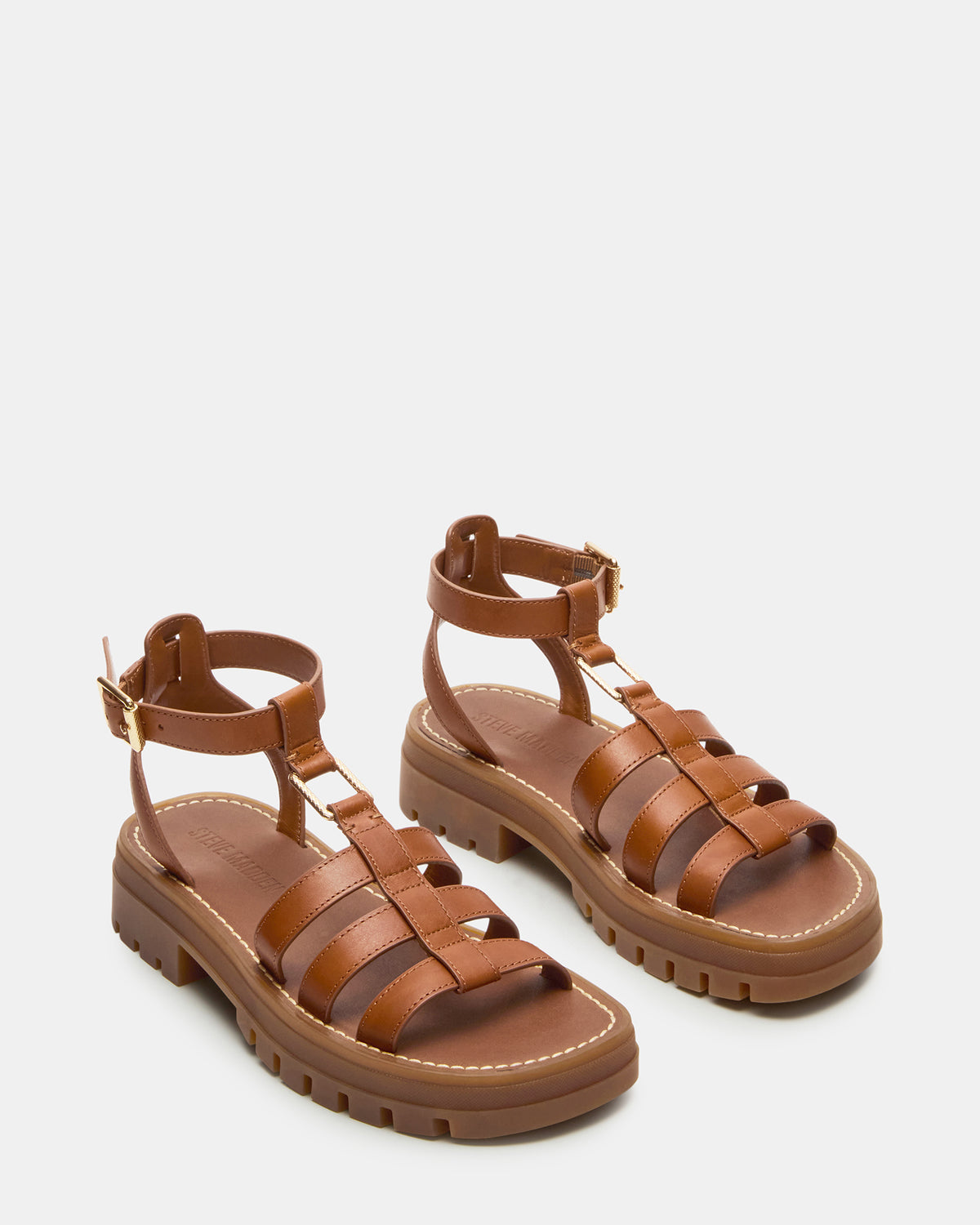 JARELLI Tan Leather Strappy Platform Women's Sandal