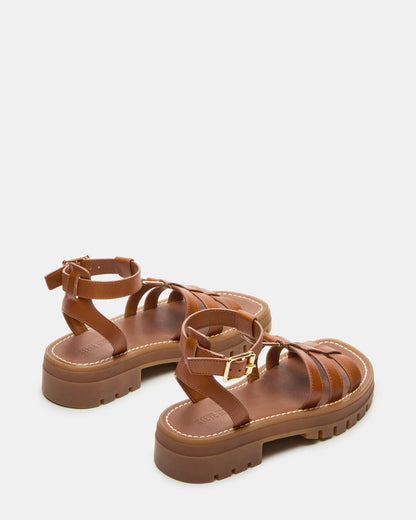 JARELLI Tan Leather Strappy Platform Women's Sandal