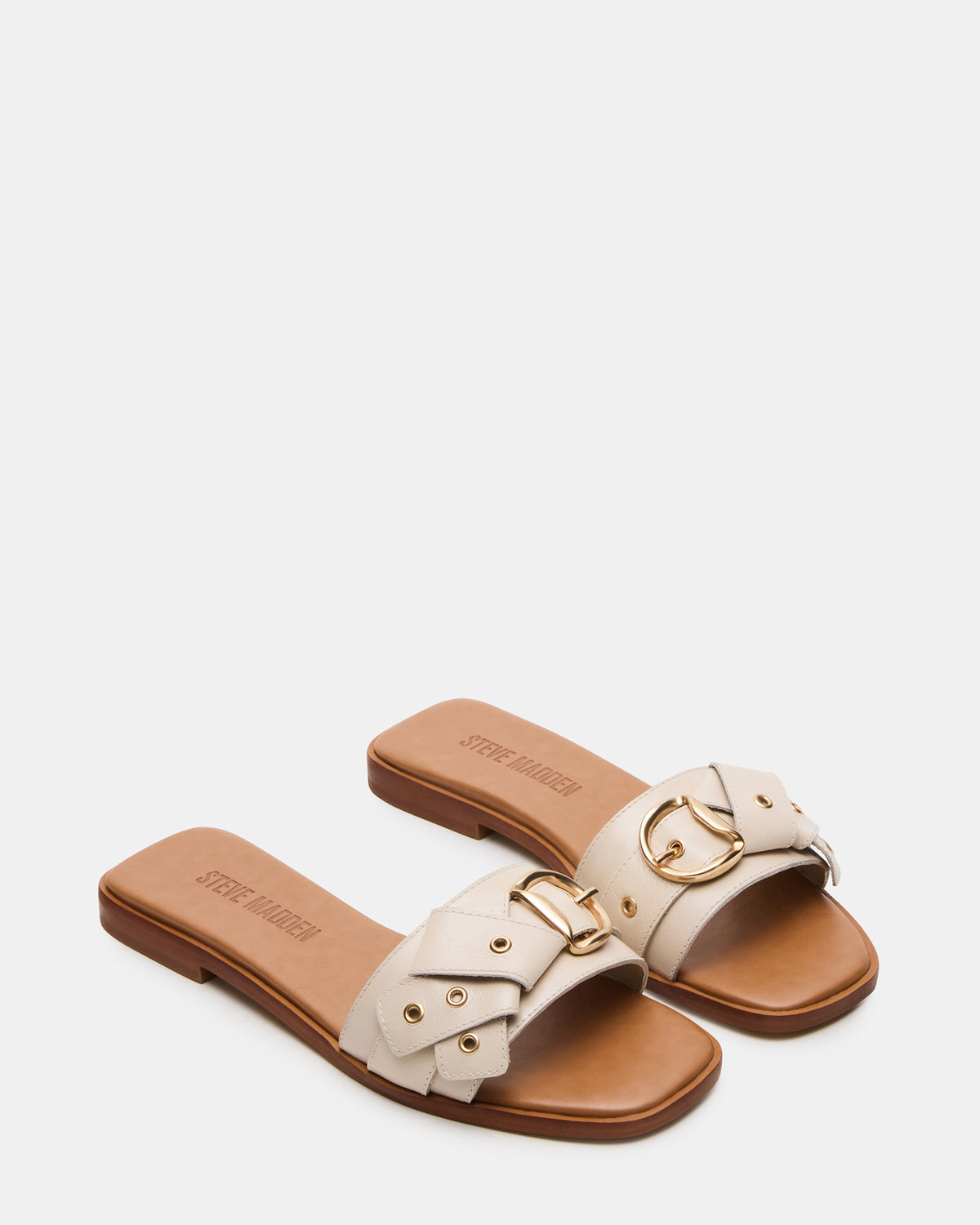HILARIA Bone Leather Square-Toe Slide Women's Sandal
