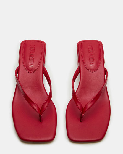 CARIBBEAN Red Square-Toe Mule Thong Women's Sandal