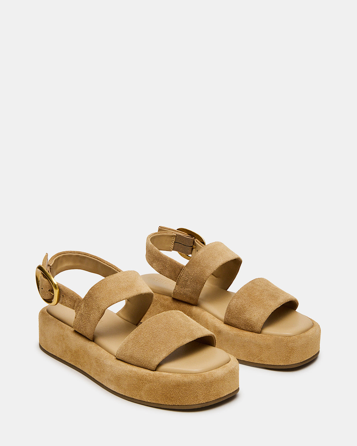 BARONI Sand Suede Square-Toe Platform Women's Sandals