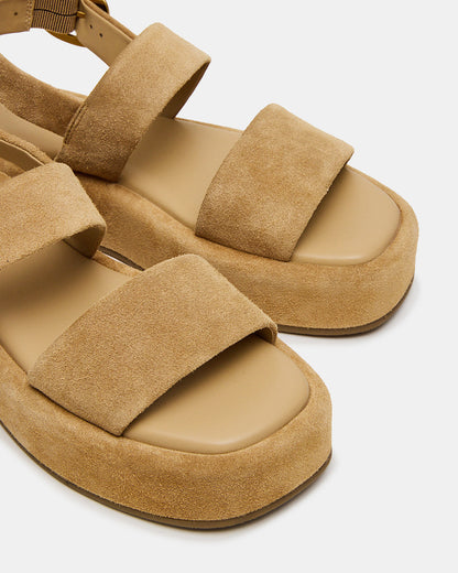 BARONI Sand Suede Square-Toe Platform Women's Sandals