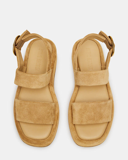 BARONI Sand Suede Square-Toe Platform Women's Sandals