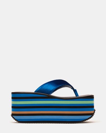 SEVILLA Blue Multi Thong Platform Chunky Flatform Square-Toe Women's Sandal
