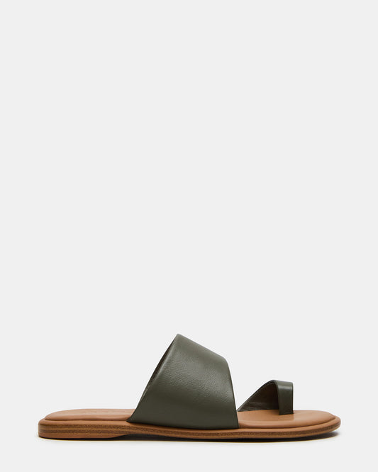 ZANI Olive Leather Women's Slide Sandal
