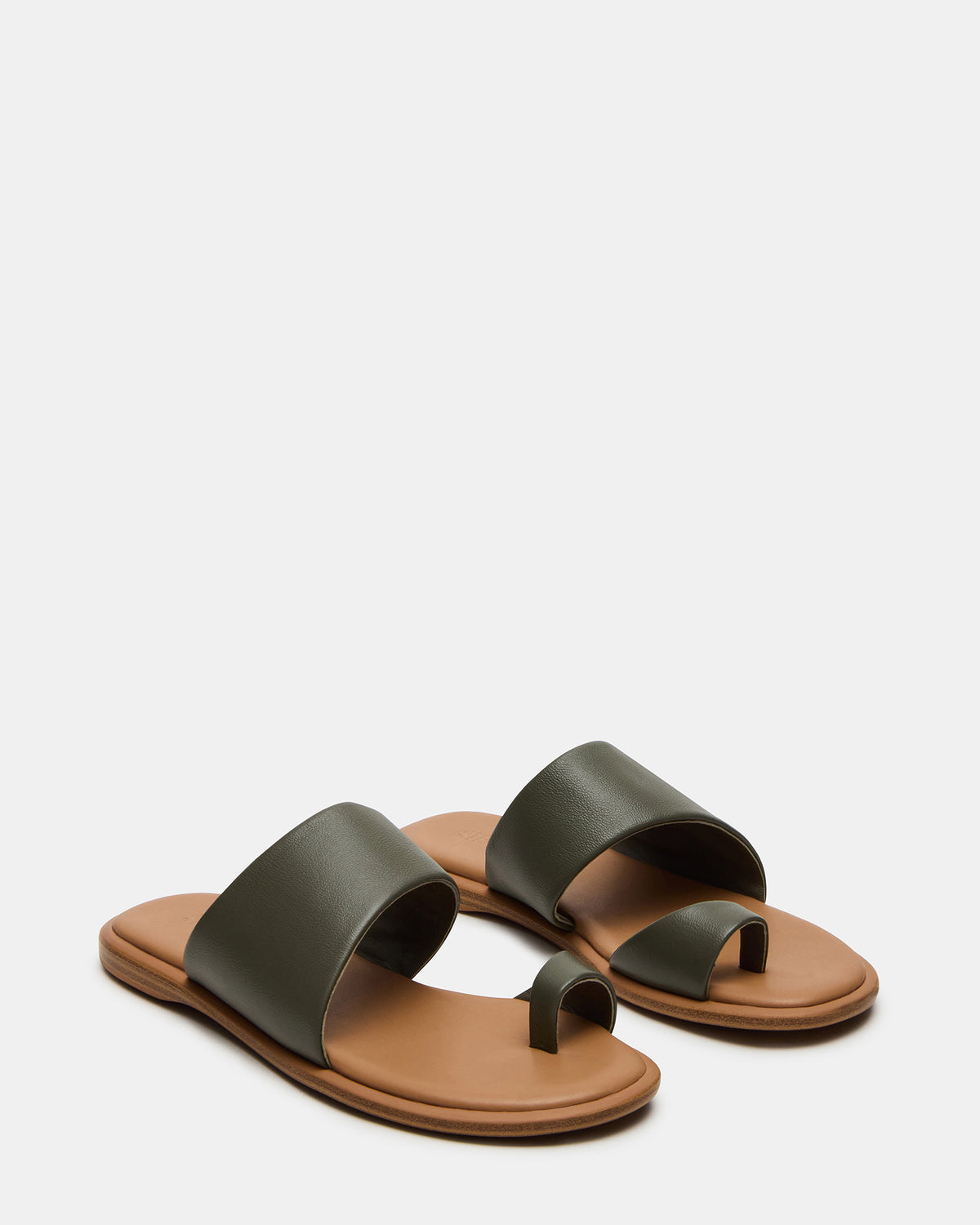 ZANI Olive Leather Women's Slide Sandal