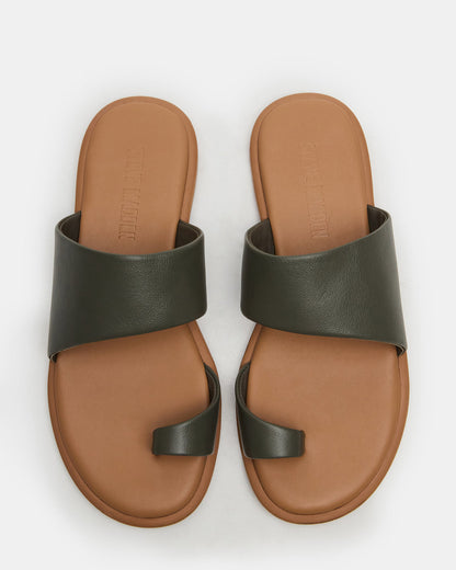 ZANI Olive Leather Women's Slide Sandal