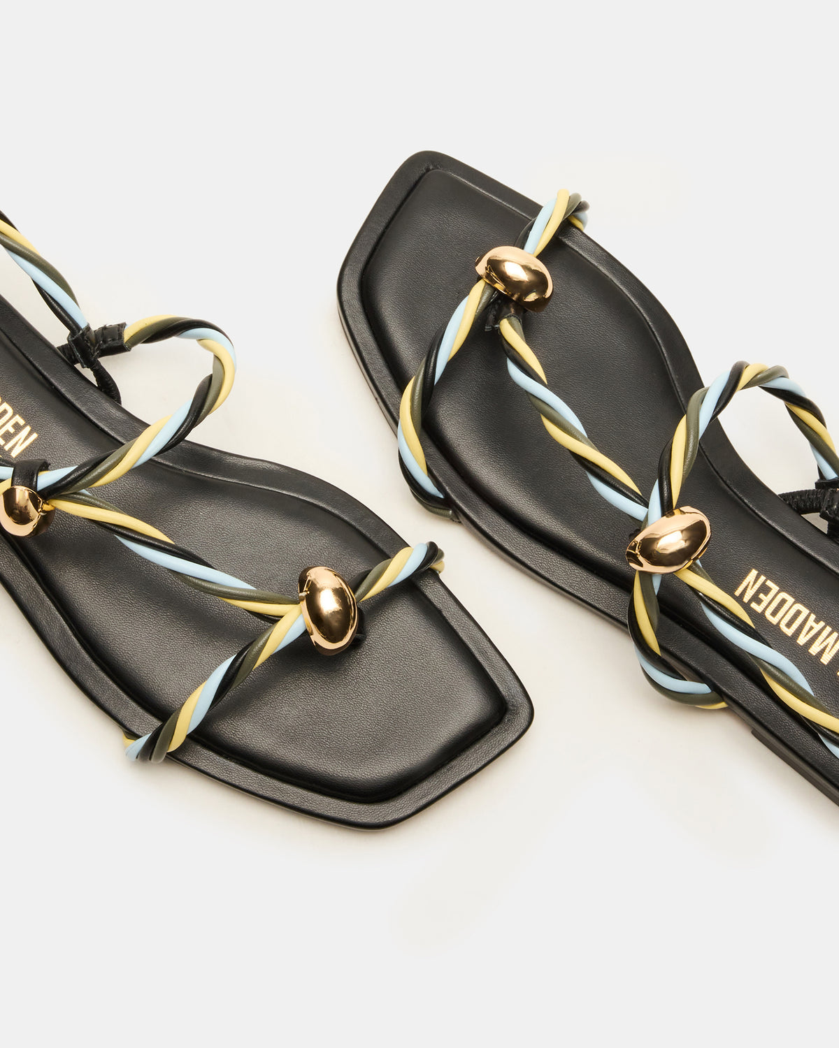 LOCO Black Multi Women's Strappy Square Toe Sandal