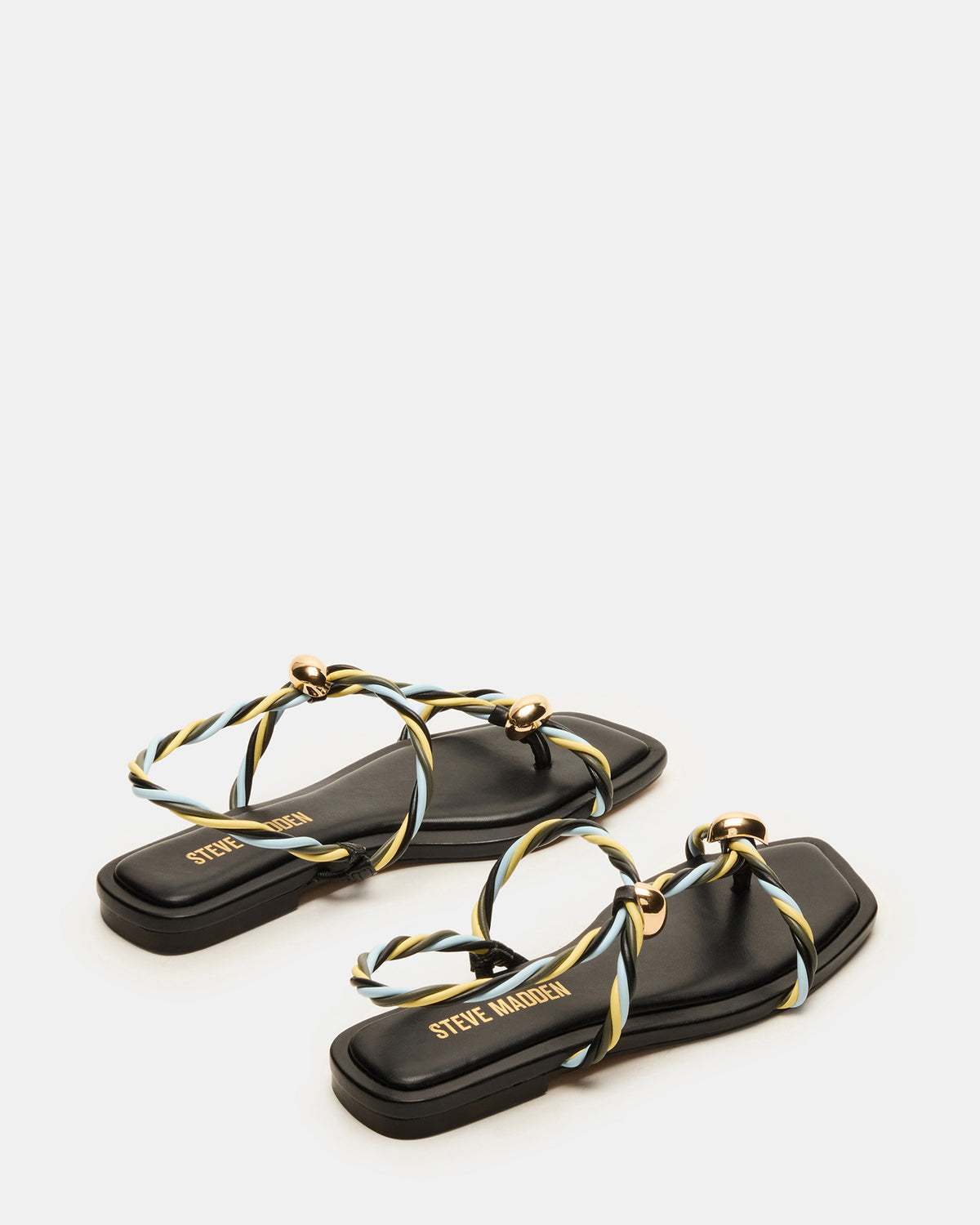 LOCO Black Multi Women's Strappy Square Toe Sandal