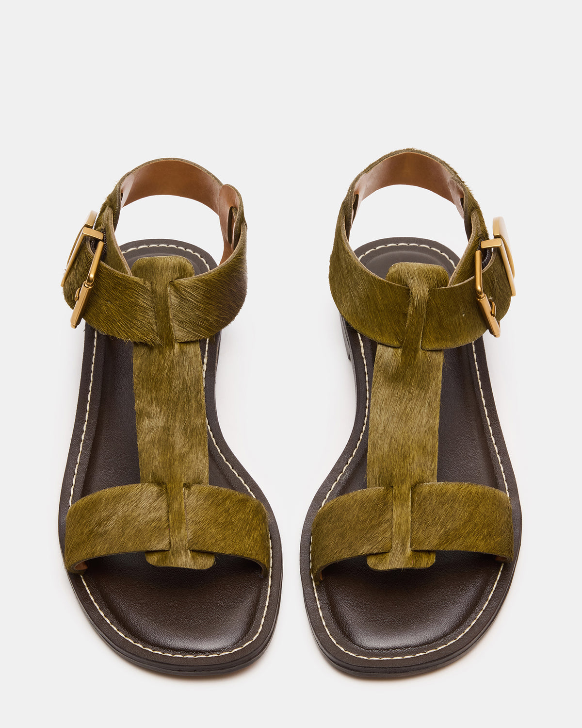 BRAZINN Olive Strappy Flat Sandal Women's Sandal