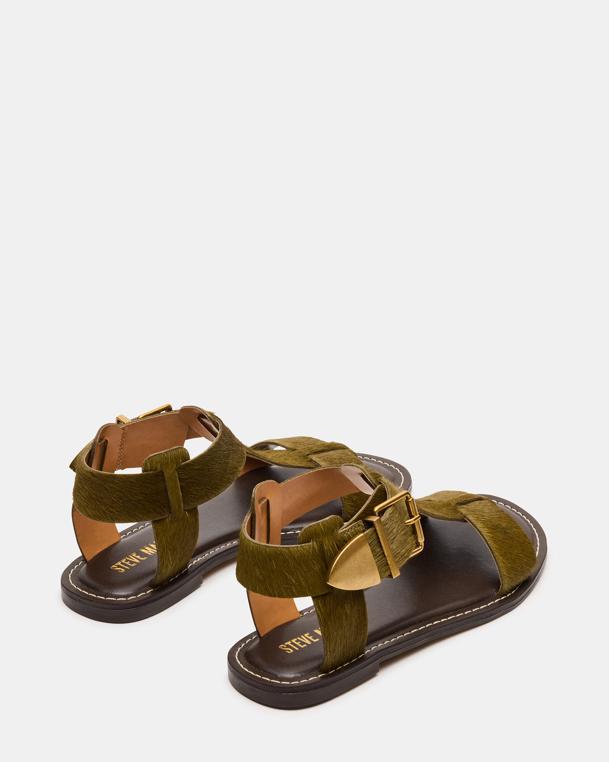 BRAZINN Olive Strappy Flat Sandal Women's Sandal