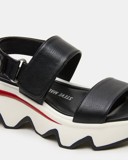 LOCHAN Black Platform Flatform Strappy Women's Sandal