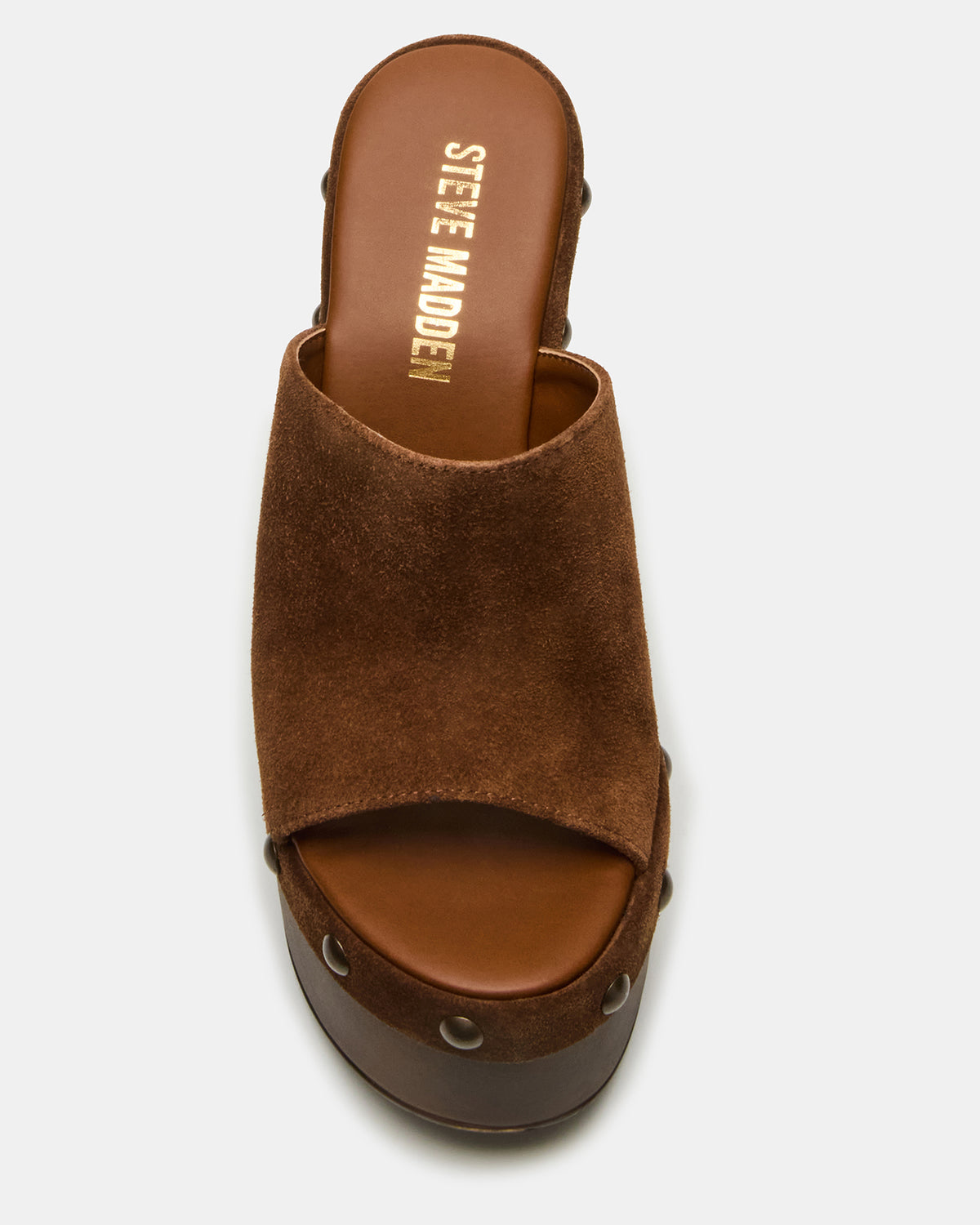 JOVIE Chestnut Suede Platform Studded Wedge Women's Sandal